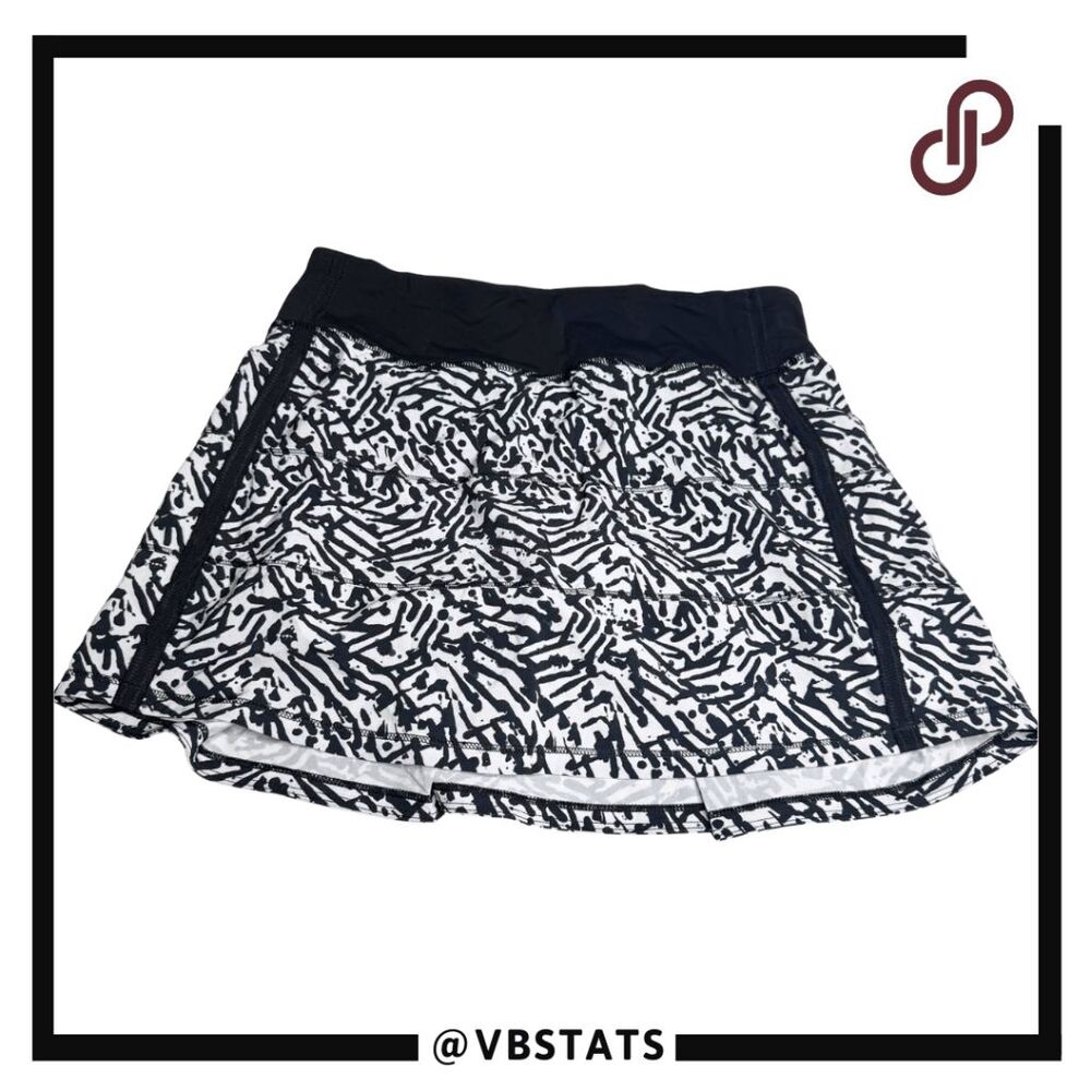 Lululemon Women's Brushed Animal Pace Rival II Skorts Skirt Black White Size 4